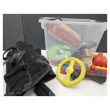 27 Qt Tote, Large Lot Of Dog Leashes, Toys & Vest+