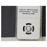 1/10th Oz .999 Fine Silver 2020 St Helena