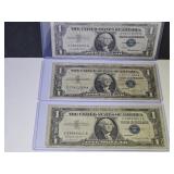 Three $1 Silver Certificates 57, 57A & 57B