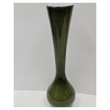 Murano Style Green Cased 18" Glass Vase