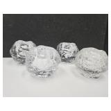 4 Kosta Boba Sweden Snowball Candle Holders