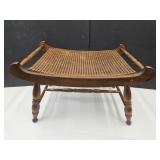 VTG Wood Foot Stool Woven Curved Saddle Seat