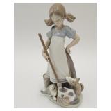 Lladro Girl w Kittens, Head Has Been Repaired 8.5