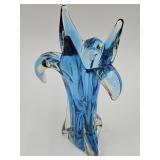 Heavy Ice Blue Art Glass Vase 8 1/4" high