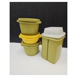 VTG Tupperware 2 Bowls 5" W & Container W Insert