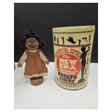 VTG New Era Potato Chip Tin & Black Americana Doll