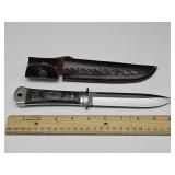 New 10" Wood Handle Knife w Sheath