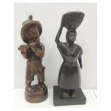 African & American Handcarved Statues-15&16"H