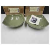 Longaberger Pottery- 2 Med. Ripple Bowls-Sage