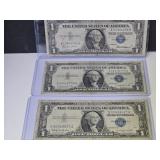 Three $1 Silver Certificates 57, 57A & 57B