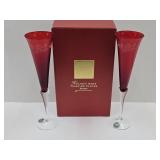 LENOX Holiday Gems Toasting Flutes Ruby 11" H