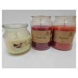 3 Scented Candles; Pumpkin Pie, Vanilla & Cinnamon
