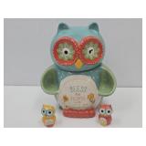 New Cracker Barrel Cookie Jar & Owl Shaker Set