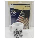 Hop Along Cassidy Mug W Free USA 4 x 5 Ft Flag
