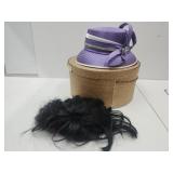VTG Hats & Wig W Hat Box, Julie Young Purple Hat +