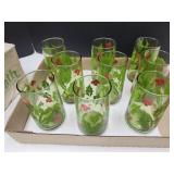 VTG 9 Holly Wreath Glasses- BOX BAD