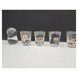 Wedgewood, England Glass Owl3"H & Shot Glasses