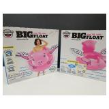 2 NIB Big Pool Float Over 5Ft Wide Flying Pig