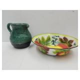 Enamelware Fruit Bowl & Stoneware Pitcher