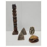 Mayan Stone, Wood, Resin, Totem,+
