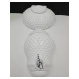 Fenton Milk Glass Lavabo W Lid & Bowl See Damage