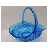 Indiana Glass Horizon Blue LG Diamond Point Basket