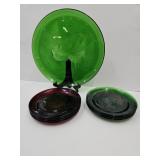 VTG Arcoroc Green Sleigh Platter W 8 Plates