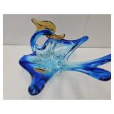 Italy Art Glass Duck Dish 9" L VGC See Tag