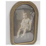 Antique Bubble Glass Framed Picture 13.5 x 22" H