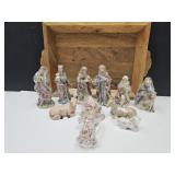 Vintage Nativity Set & 14" Wood Tray