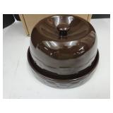 Longaberger Pottery- Brown 4-in-1 Entertainer w Bx