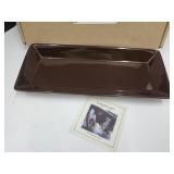 Longaberger Pottery- Brown Tasting Tray w Box