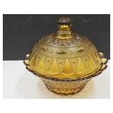 VTG Kemble Wheaton Amber Glass Candy Dish LG 8" W