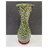 Holly Berry Pottery Vase 10 1/4" H