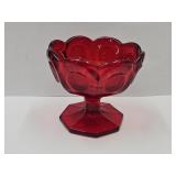 MCM Vintage Fostoria Red Glass Pedestal Dish 4.5"H