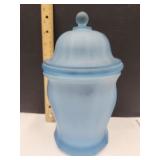 Indiana Glass Satin Blue Frosted Apothecary 11"H