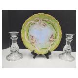 T&V France Gold edged  Plate & Indiana Glass
