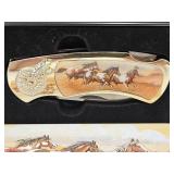 Pocket Knife W Horses In Tin