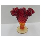 Fenton Amberina Hobnail Glass Vase 4" H