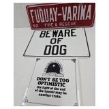 Metal Signs; BEWARE OF DOG, FIRE & RESCUE +