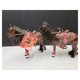 2 New Horses 8" L W Brush, Saddle & Apple
