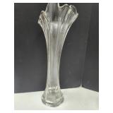 Swung Glass Ribbed Vase 12.5"H MCM