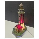 Stained Glass Light House Light 10.5" H