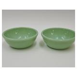 2 Fire King Jadite Cereal Bowls 5 1/2" wide