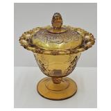 Indiana  Marigold Carnival Glass Candy Dish 8"h