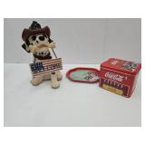 10" WELCOME Dog Statue & Coca Cola Tins