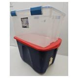 2 Storage Totes: Clear - 54 Qt & Blue - 18 Gal