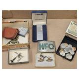 NFO Buckle, Foreign Coins,  Lighter, Tie Clips