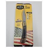 BUCK USA 110 Folding Hunter Knife, Leather Sheath