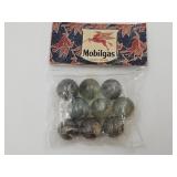 9 VTG MOBILGAS Advertising Marbles Original PKG